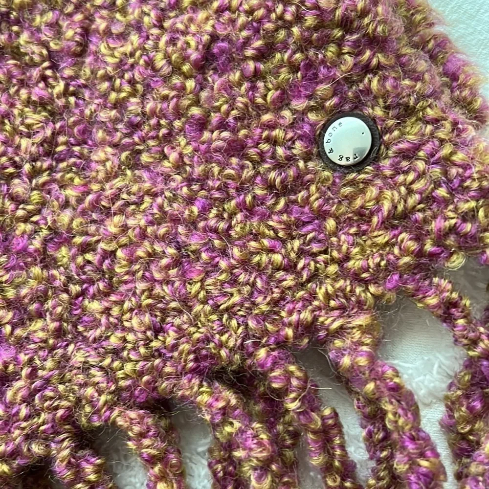 Rag & Bone Sloan Boucle Scarf deep violet. Purple and gold hues, beautiful.